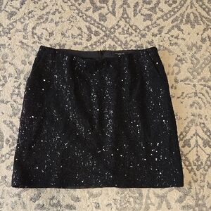 Ann Taylor Black Sequin Mini Pencil Skirt
